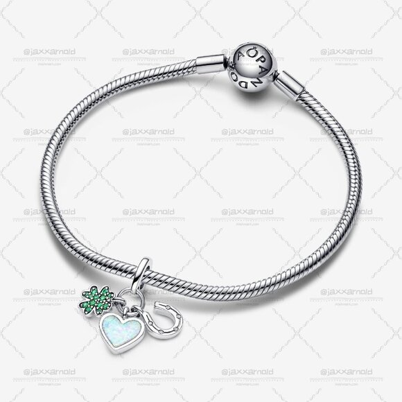 Pandora Four Leaf Clover, Heart and Horseshoe Triple Dangle Charm - Picture 3 of 5